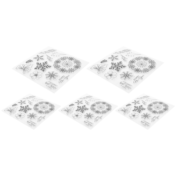 5 stk. jule silikon klar stempel snøfnugg form DIY håndlaget dekorasjonstilbehør