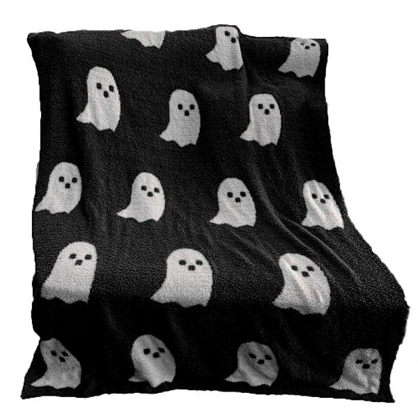 Pehmeä ja mukava aavepeitto, hengittävä Halloween-peitto TV:n katseluun, leirintään, mustavalkoinen 150x200cm/59x79in 1300g/45.9oz