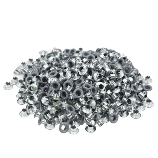 500 st Öglett Grommet Färg Rund Kant Fint Utövande Bra Seghet Metall Öglor för Skor KläderGrå