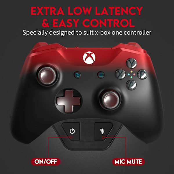 Trådløst Gaming Headset for Xbox One & Xbox Series X/S - Xbox one Trådløse Gaming Hodetelefoner med Avtakbar Mikrofon Over Øret, Justerbart Hodebånd
