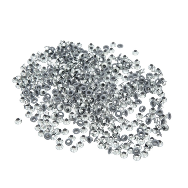 500 st Öglett Grommet Färg Rund Kant Fint Utövande Bra Seghet Metall Öglor för Skor KläderGrå