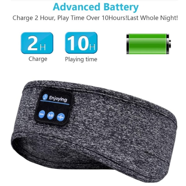 Urheilumusiikkapanta, kannettava USB-unipanta nukkumiseen, treenaamiseen, juoksuun, matkustamiseen, meditaatioon, harmaa