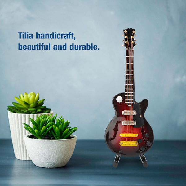 Miniatyr Tilia Hantverk Gitarr Form Elgitarr Instrument Modell med Presentförpackning