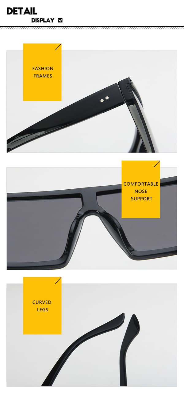 Spejlbelagte Oversized Rimless Solbriller til Kvinder Mænd Flat Top