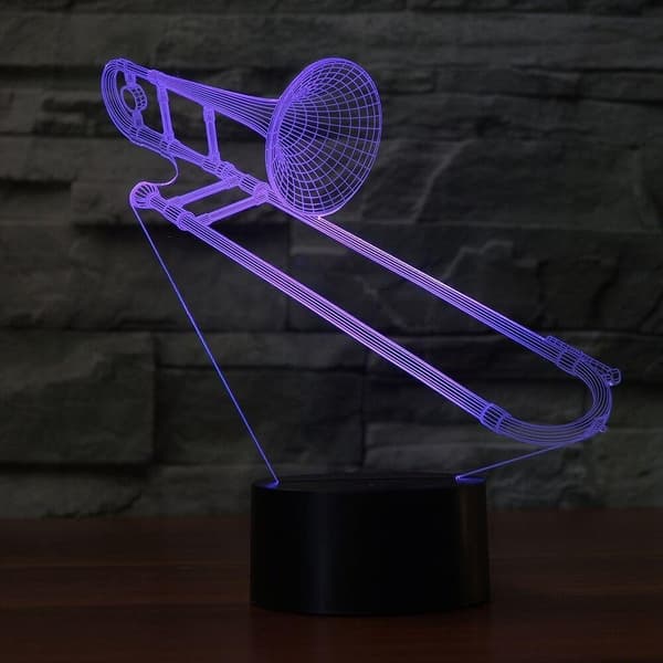 3D Trombone Form Natlampe Touch Bord Skrivebord Optisk Illus
