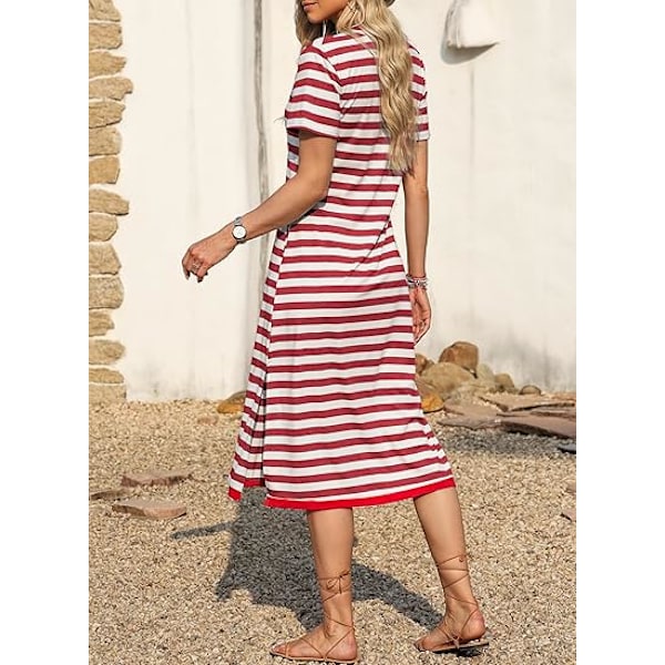 Sommerkjole Casual Dame Mote Kortermet Maxikjole T-skjortekjole Stripet Lang Fargeblokk Maxikjole XXL