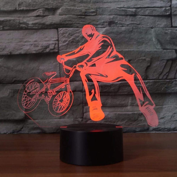 3D nattlampor 3D BMX Trickster bordslampa sängbordsdekor Bi