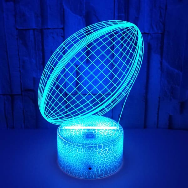 Rugby Natlampe, 3D Illusion LED Lampe, 7 Farver Dæmpbar m