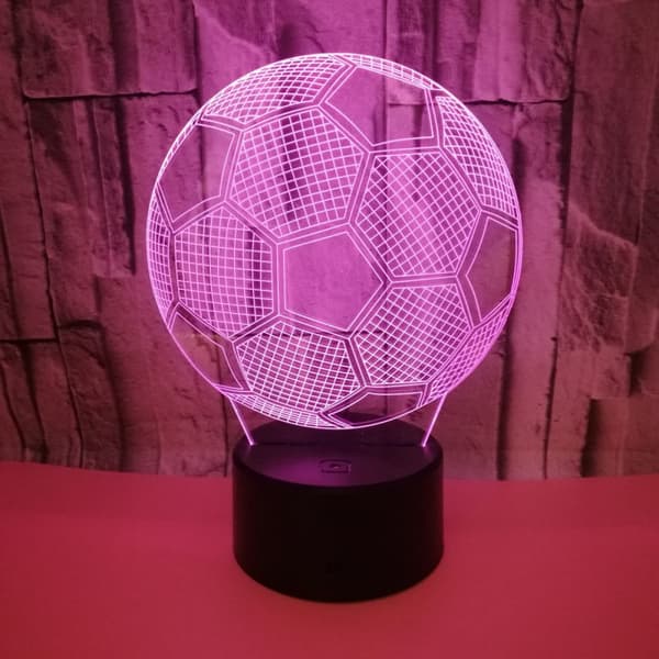 Fodbold Natlampe, 3D Illusion LED Lampe, 7 Farver Dæmpbar