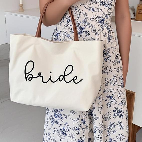 Brudgåva Canvas Tote för Möhippa: Bröllopsgåva - Perfekt för Möhippor White