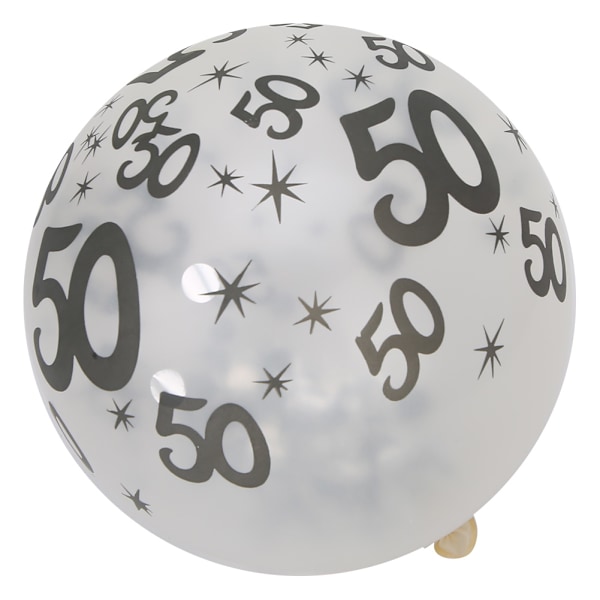 10 st latex transparenta ballonger med nummer 50 mönster för födelsedagsfest bröllopsdag dekoration silverpaljetter