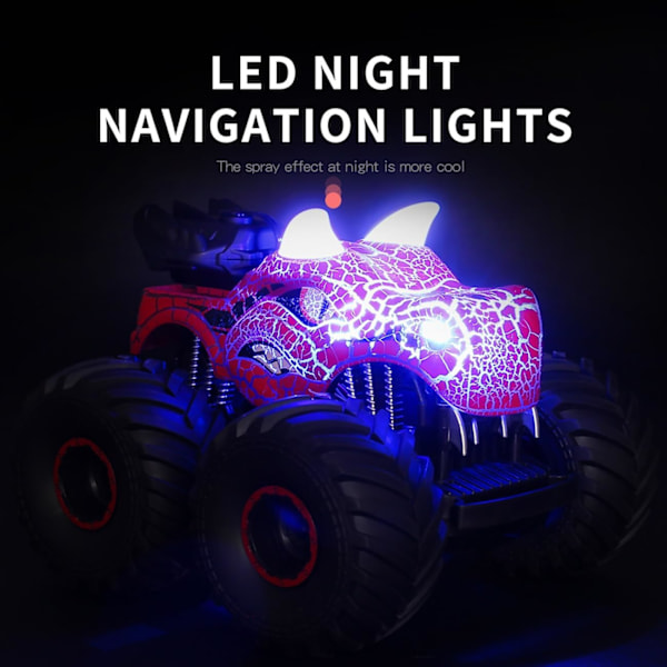 Fjernstyret Dinosaurbil, 1:16 Skala 360° Roterende Dinosaur Monster Truck 2.4GHz Terrængående Monster Trucks til Børn, Dinosaur Legetøjsgave til Børn Red