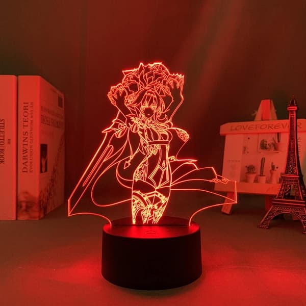 3D LED Nattlampe Genshin Impact EULA Akryl LED Lampe