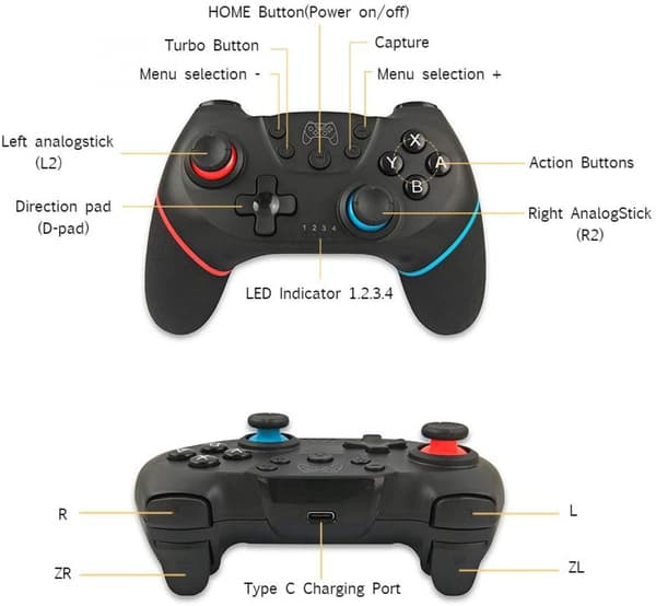 Kompatibel med Switch Pro Gamepad Switch-konsol 6 akser Han