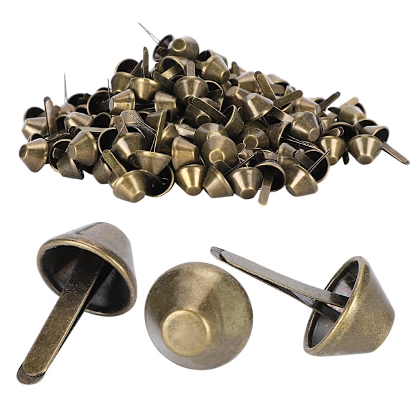 200 stk. flade fødder studs antikke messing DIY læder bagage håndtasker håndværk tilbehør 12mm