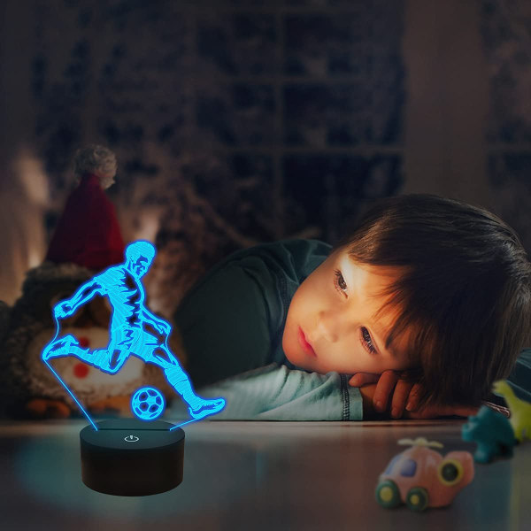 Fodbold Natlys, 3D Optisk Illusion Lampe til Fodboldfan