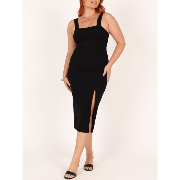 Lårlangt Tank Kjole Bodycon Fest Sommerkjoler (Sort XL)