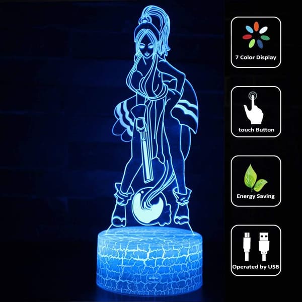 3D Natlampe LED Illusion Skrivebordslampe 7 Farveskift