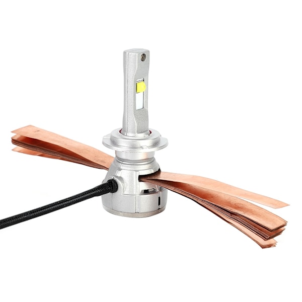 2 stk. Mini LED-frontlykter for bil i ren aluminiumslegering med dobbel varmespredning, høy lysstyrke, H7