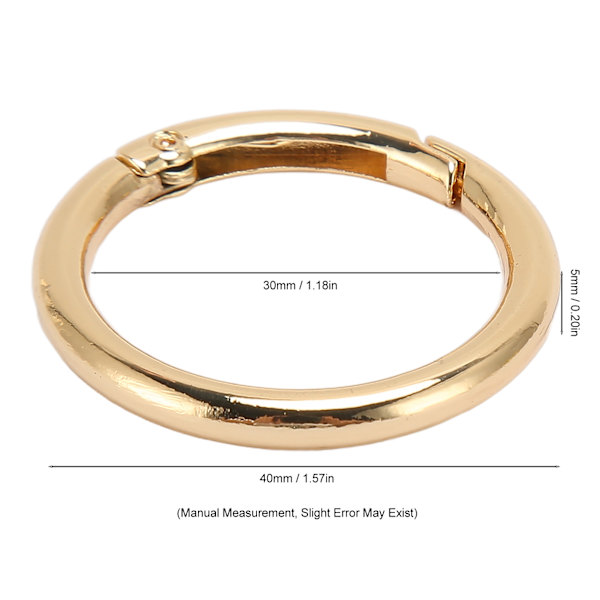 20 st fjäderöglor 1,57 tum diameter 0,2 tum tjock stark koppar säker stängning fjäderspännen för handväska smycken DIY Gold