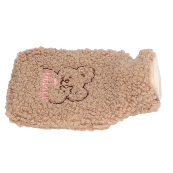Varmvattenflaska 1000ml Söt Plyschbjörn Tjock PVC Anti-Skållning Varmvattenpåse med Överdrag för Hem Vinter Kontor Kaffe Färg Biscuit Björnen