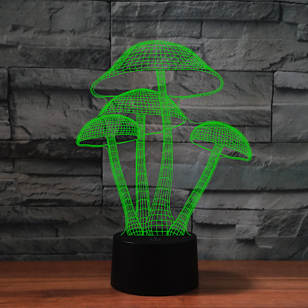 3D Nattlampa Svampar Illusion 7 Färgförändrande Touch Switch Bordsdekoration Lamp Acrylic Flat ABS Bas USB-kabel Födelsedagspresent Leksaker