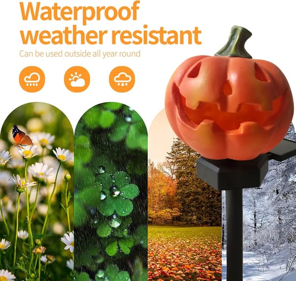Solar LED Vandtæt Græskarlys – Udendørs Have-, Gårdsplads- og Stidekoration til Halloween