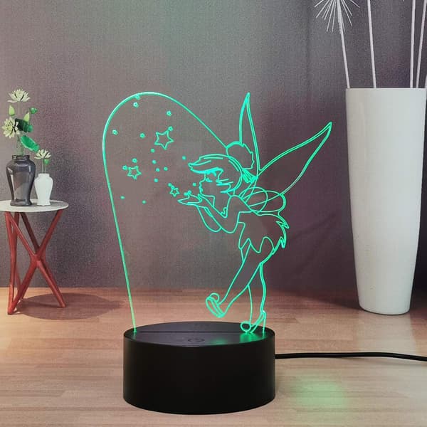 Tinker Bell 3D Nattlampe, Tinkerbell-lampe for barn/gutter