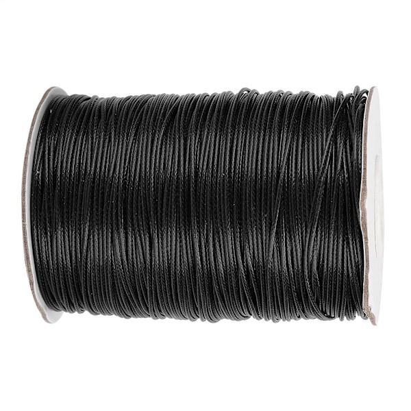 160m vaxad linje DIY miljövänlig handvävd rep halsband bomullstråd 1mm (svart)