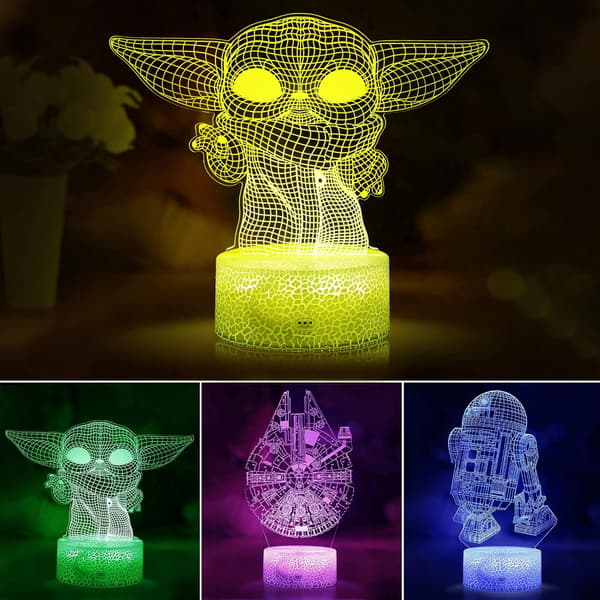 3D Illusjon Star Wars Nattlys for Barn, 3 Mønstre 16 Farger