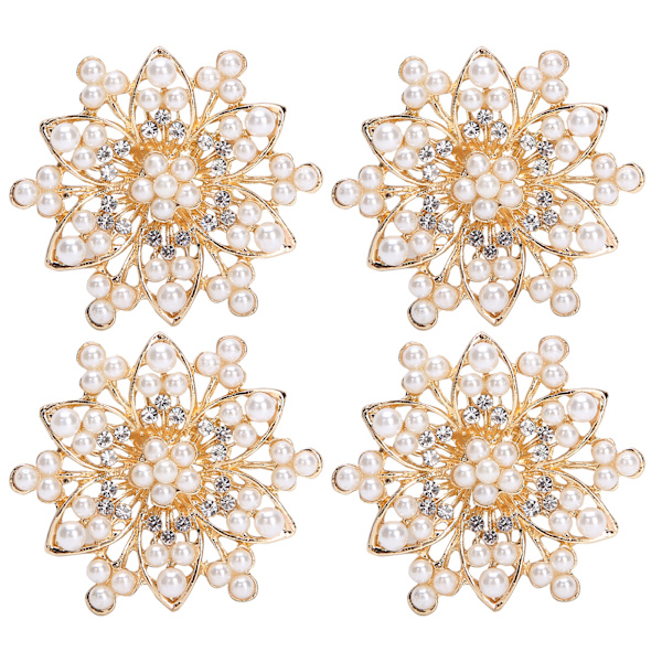 4 st ihåliga kristallblommformade spännen kläder väskor skor spänne dekoration tillbehör 5 cm ihålig rund pärla blommformad spänne
