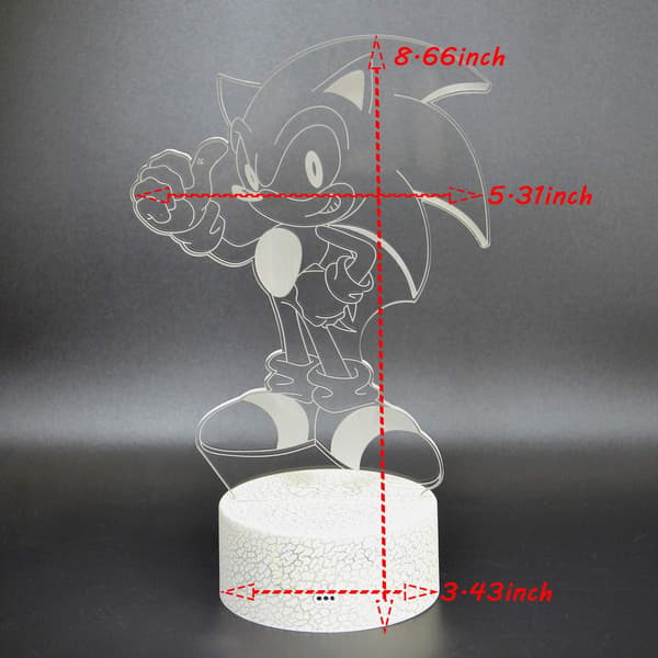3D Illusjon Sonic Nattlys, Anime Piggsvin Bordlampe med