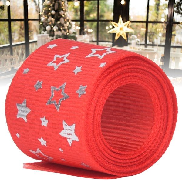 4 meter röd tryckt polyester spets tillbehör DIY presentförpackningstejp julband festivaler förpackningsbälte stil 4