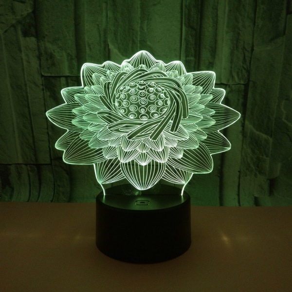 Lotus 3D nattlampa för barn, 7 färger som ändras med fjärrkontrollen