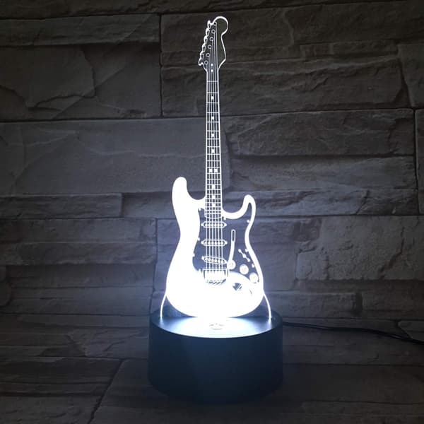 Guitar 3D Natlys, TINYOUTH Illusion Bordlampe med Smart Berøring