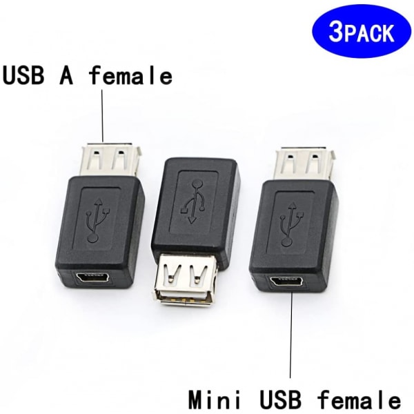 USB 2.0 A-hun til USB B Mini 5-bens hun adapterkonverter, understøtter 2.0 dataoverførsel