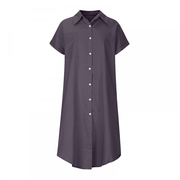 Mekko Lyhyt Hiha V-Kaula Casual Paidan Mekot(Musta Harmaa S)