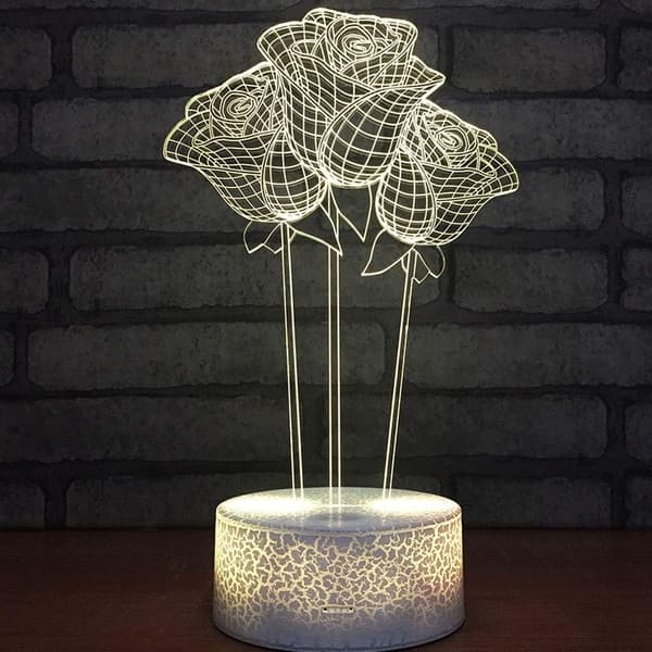 Abstrakt 3D Blomst Optisk Illusjon Nattlys 7 Farger C