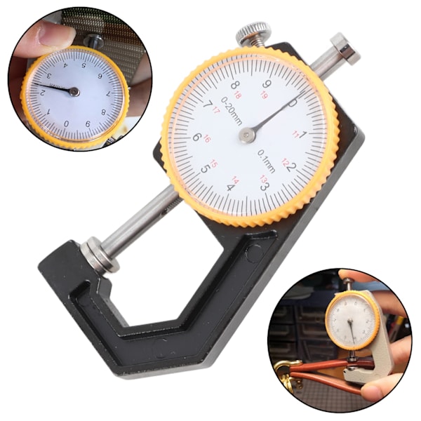 Paksuusmittari Testeri Dial Flat Head Kasvisparkittu Nahka DIY Mittaustyökalu 0-20mm