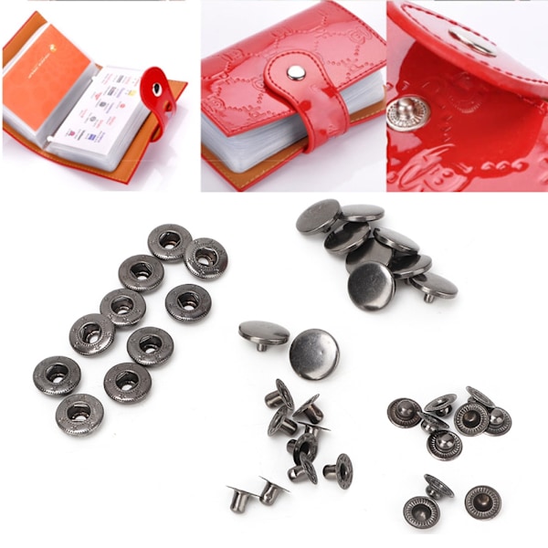 10 stk 15mm Metall Trykknapp Snap Button Feste Klær Tilbehør #3