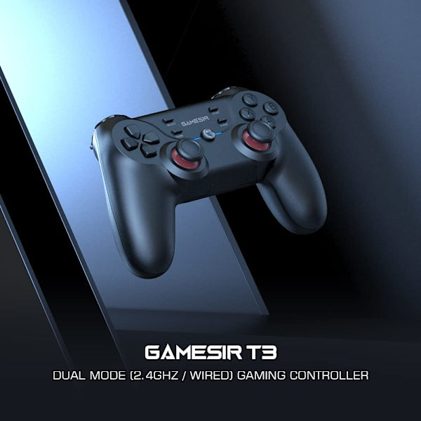 T3 Trådløs Gaming Controller, PC Controller til Windows 7/8/10/11, Android, Gamepad Joystick med Turbo og Dobbelt Vibration, Gaming Controller til An GaneSir T3