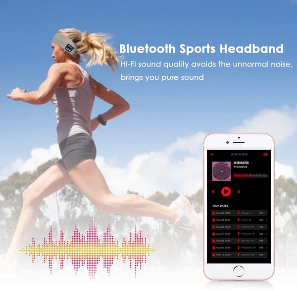 Sovende hodebånd Bluetooth trådløse hodetelefoner med mikrofon, ultramykt hodebånd for sidesovere trening løping jogging (grå)