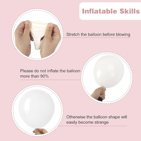 129 stk. hvide balloner i forskellige størrelser 18 12 10 5 tommer til guirlandebue, latexballoner til fødselsdagsfest, bryllupsdag, babyshower White