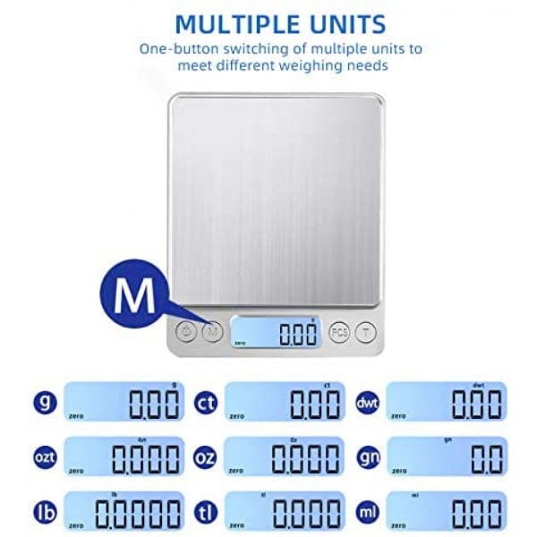 Digital multifunktionell matköksskala, rostfritt