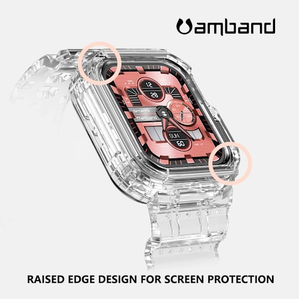 Yhteensopiva Apple Watch Series -rannekkeiden kanssa, kirkas naisten malli 41mm/40mm/38mm kotelolla, kaunis söpö kristalliranneke hyytelösuojalla Clear 42/44/45mm