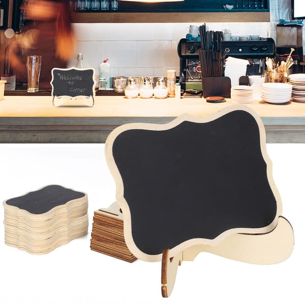 2 Set Trä Mini Krita Tavlor Plats Kort Bröllop Dekoration Hantverk Display Liten Griffeltavla