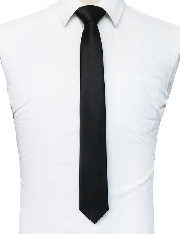 Enfärgad slips för män, 8 cm bredd 145 cm längd, jacquardvävd satängpolyester formell slips för affärer, bröllop, examen och G black