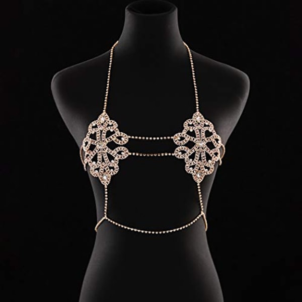 AVEKI Rhinestone Body Chain Crystal Bra Bikini Chains Sommar