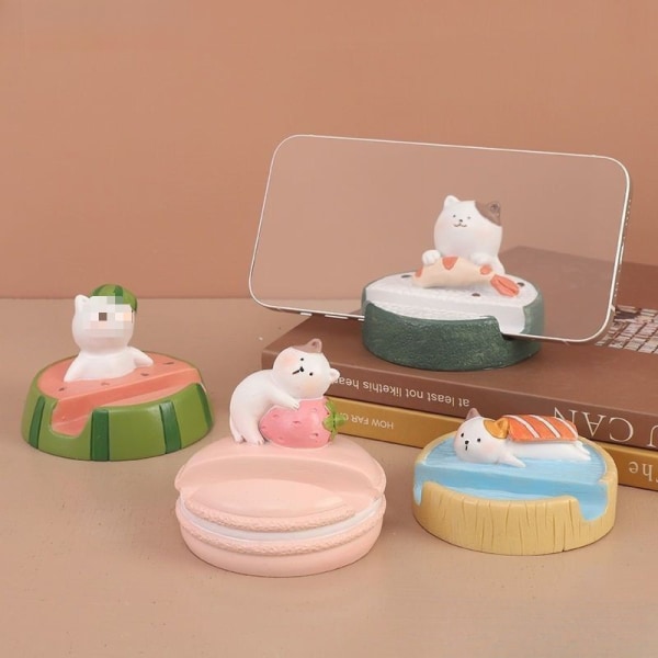 Phone Holder Cartoon Cat Style Stable Firm Sturdy Durable Resin Wide Application Cell Phone Stand for Home Office Travel