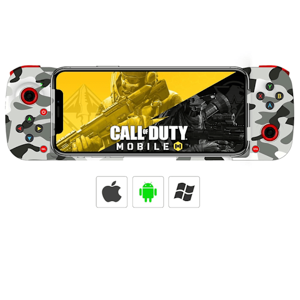 Bluetooth-controller til iPhone, Android, direkte afspilning, lav latenstid, telefoncontroller-gamepad-joystick til Galaxy S23 S22 S21 20 Ultra, iPhone 14 13 1 Camouflage